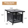 Meooem Patio Side Table With 1.57" Umbrella Hole Outdoor Stand Metal Bistro Table For Coffee Deck Garden Pool, Black