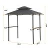 Outdoor Grill Gazebo 8 X 5 Ft, Shelter Tent, Double Tier Soft Top Canopy And Steel Frame With Hook And Bar Counters, Grey-Dk
