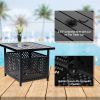 Meooem Patio Side Table With 1.57" Umbrella Hole Outdoor Stand Metal Bistro Table For Coffee Deck Garden Pool, Black