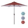 Outdoor Patio 8.7-Feet Market Table Umbrella With Push Button Tilt And Crank, Red Stripes With 24 Led Lights[Umbrella Base Is Not Included]