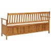 Storage Bench With Cushion 66.9" Solid Acacia Wood