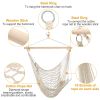 Hammock Chair Hanging Rope Seat Swing W/ Wooden Stick 220Lbs Load For Patio Yard Porch Outdoor Bedroom Indoor