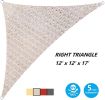 Sun Shade Sail Triangle Uv Block Canopy For Patio Backyard Lawn Garden,12' X 12' X 17',Red