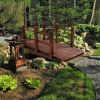 Garden Bridge, Classic Wooden Arch With Safety Rails Footbridge, Decorative Pond Landscaping, Backyard Creek Or Farm Xh