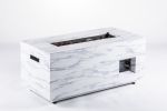 Outdoor 50; 000Btu Rectangle Propane Fire Pit Table;  Light Grey Concrete Style Finish Metal Gas Fire