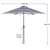 Outdoor Patio 8.6-Feet Market Table Umbrella With Push Button Tilt And Crank, Blue White Stripes[Umbrella Base Is Not Included]