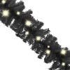 Christmas Garland With Led Lights 197" Black