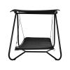 Outdoor Swing Hammock Bed With Canopy Textilene Cushion For Patio,  Backyard,Garden, Porch, Black
