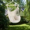 Hammock Chair Distinctive Cotton Canvas Hanging Rope Chair With Pillows Beige