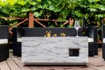 Outdoor 50; 000Btu Rectangle Propane Fire Pit Table;  Light Grey Concrete Style Finish Metal Gas Fire