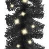 Christmas Garland With Led Lights 197" Black