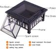 32 Inch Outdoor Fire Pit Table Outside Backyard Patio Square Firepit Table