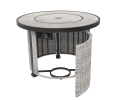 36In Round Gas Fire Pit Table,50,000 Btu Outdoor Wicker Propane Firepit W/Lid, Lava Rock, Fit For Ou