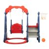3 In 1 Slide And Swing Set With Basketball Hoop For 1-8 Years Old Children Indoor And Outdoor, Red & Blue Xh