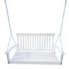Front Porch Swing With Armrests, Wood Bench Swing With Hanging Chains,For Outdoor Patio ,Garden Yard, Porch, Backyard, Or Sunroom,Easy To Assemble,Whi