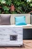 Outdoor 50; 000Btu Rectangle Propane Fire Pit Table;  Light Grey Concrete Style Finish Metal Gas Fire