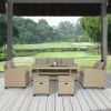 6 Piece Outdoor Rattan Wicker Set Patio Garden Backyard Sofa, Chair, Stools And Table