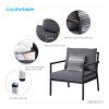 Higold - Gloria 4 Pieces Conversation Sofa Set For Outdoor Using, With Grade A Teak, Matte Charcoal Aluminum Frame Finish, Black Pillows&Cushions Incl
