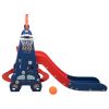 3 In 1 Slide And Swing Set With Basketball Hoop For 1-8 Years Old Children Indoor And Outdoor, Red & Blue Xh