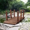 Garden Bridge, Classic Wooden Arch With Safety Rails Footbridge, Decorative Pond Landscaping, Backyard Creek Or Farm Xh