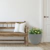 2 Pcs 9" Round Plant Pots, Flower Pots With Drainage Holes, Light Gray