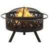 Rustic Fire Pit With Poker 29.9" Xxl Steel