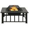 Garden Fire Pit With Poker 31.9"X31.9"X18.5" Xxl Steel