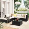 6-Piece Patio Furniture Set Corner Sofa Set With Thick Removable Cushions, Pe Rattan Wicker, Outdoor Garden Sectional Sofa Chair, Removable Beige Cush