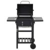 Charcoal-Fueled Bbq Grill With Bottom Shelf Black