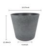 2 Pcs 15" Round Plant Pots With Drainage Holes, Dark Grey