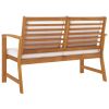 Garden Bench 47.2" With Cream Cushion Solid Acacia Wood