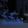 Acrylic Christmas Flying Reindeer & Sleigh 102.4"X8.3"X34.3" Blue