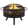 Rustic Fire Pit With Poker 29.9" Xxl Steel