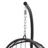 Hammock Chair With Stand, Dark Grey Cushion, Pe Wicker Rattan, Aluminum Fram