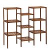 100% Bamboo High-Grade Plant Shelf Multi-Functional 9-Layer Shelf Flower Pot Shelf Display Shelf 96 * 90 * 33Cm-Dark Brown Rt