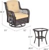 Outdoor Bistro Set 3 Pieces, Outdoor Resin Wicker Swivel Rocker Patio Chair, 360-Degree Swivel Rocking Chairs And Tempered Glass Top Side Coffee Table