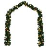 Christmas Garland With Baubles And Led Lights Green 32.8' Pvc