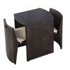 3 Pieces Wicker Patio Cushioned Outdoor Chair And Table Set