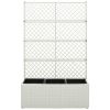 Trellis Raised Bed With 3 Pots 32.7"X11.8"X51.2" Poly Rattan White