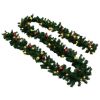 Christmas Garland With Baubles And Led Lights Green 32.8' Pvc