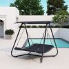 Outdoor Swing Hammock Bed With Canopy Textilene Cushion For Patio, Backyard,Garden, Porch, Black