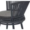Modern Outdoor Table And Chair Woven-Belt Rope Wicker Hand-Make Weaving Furniture Swivel Rope Chair 3Pcs Rattan Chair