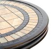 Handmade Dining Table Contemporary Round A Tile-Top Design With Heavy-Duty Aluminum Frame 28" Dia X 28.6" Height