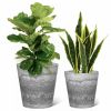 Higold - 12.6 + 10.6 Inch Resin Plant Pot, Round Pot, Indoor/Outdoor Using, Gift For Birthday, Housewarming, Set Of 2