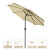 9Ft Patio Umbrella Outdoor Market Table Umbrella With Push Button Tilt And Crank For Garden, Lawn, Deck, Backyard & Pool, 8 Sturdy Ribs, Beige