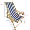 Outdoor Poplar Hanging Chair Wide Blue Stripes Armrest With Cup Holder (Color: Dark Blue)