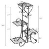 Garden Flower Stand Rack, Plant Pot&Planter Metal Holder With 4 Tiers Corner Decor Display Plant Stand Indoor Outdoor For Garden Home Rt