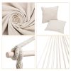 Hammock Chair Distinctive Cotton Canvas Hanging Rope Chair With Pillows Beige