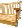 Front Porch Swing With Armrests, Wood Bench Swing With Hanging Chains,For Outdoor Patio ,Garden Yard, Porch, Backyard, Or Sunroom,Easy To Assemble,Tea