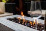 Outdoor 50; 000Btu Rectangle Propane Fire Pit Table;  Light Grey Concrete Style Finish Metal Gas Fire